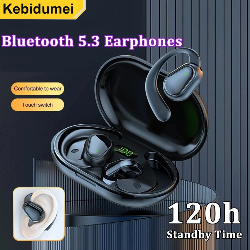 KEBIDUMEI Cuffie Bluetooth 5.3 Auricolari con gancio per l'orecchio Auricolari wireless HiFi Stereo Auricolari impermeabili con riduzione del rumore