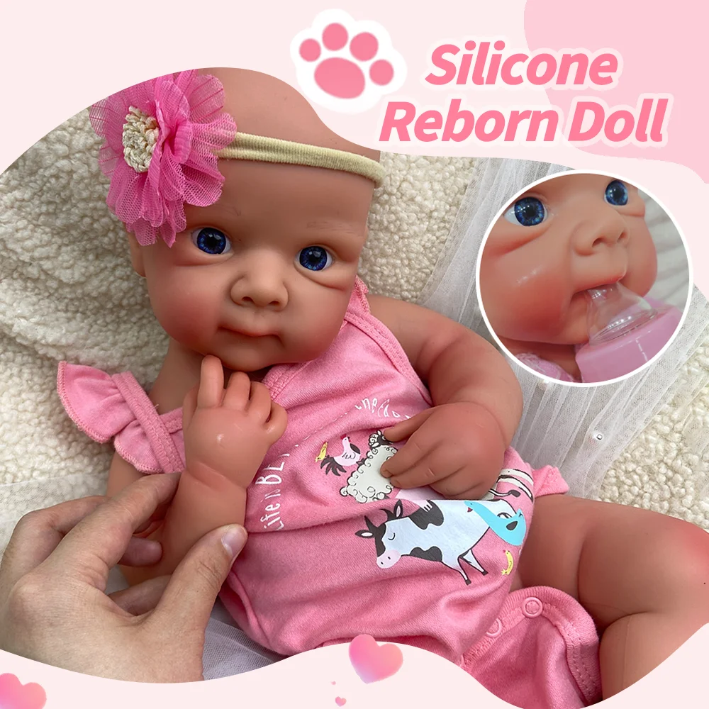 

Open Mouth 20" Silicone Reborn Baby Doll Bettie Hand-Painted Reborn Baby Girl Washable Newborn Doll Muñeca For Christmas Gift