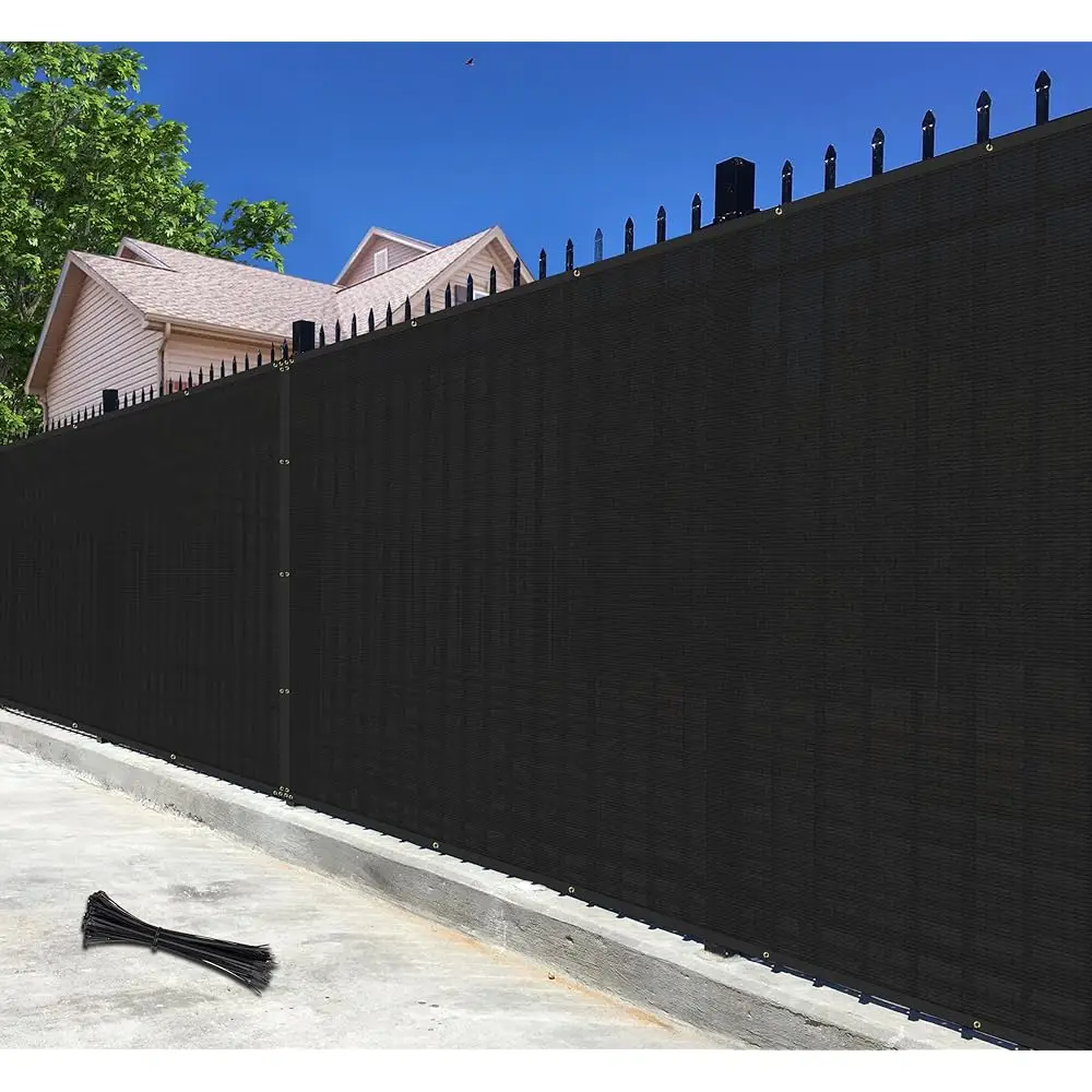 4' x 25' Black Privacy Fence Screen Net Fencing 90% Privacy Blockage Windscreen Mesh Shade Cover with Copper Grommet for Pati