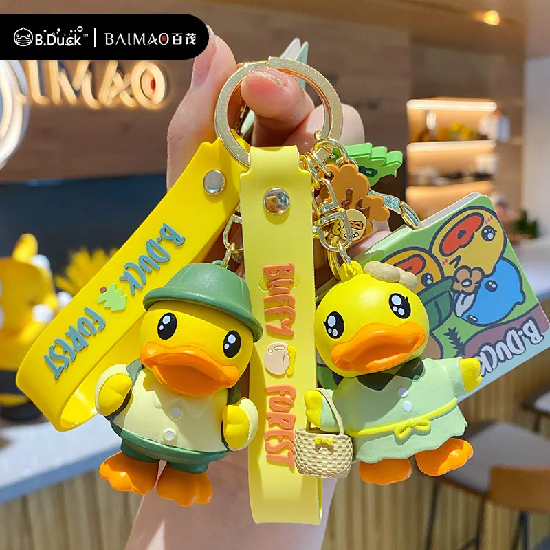 New Cartoon little yellow duck jungle series keychain anime figure cute bag car key chain bag pendant boy's girls birthday gifts