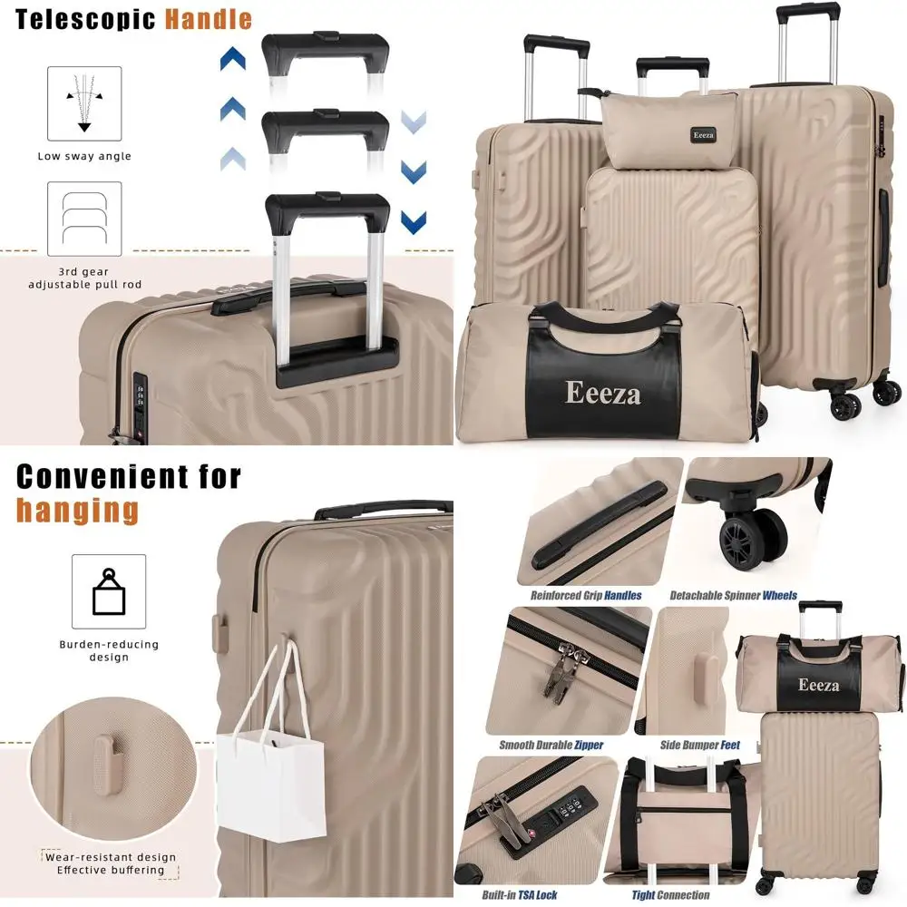 

5-Piece ABS Hard Shell Suitcase Set with Lightweight Design, TSA Lock, and Rotatable Wheels in Gray (20/24/28/DB/TB)