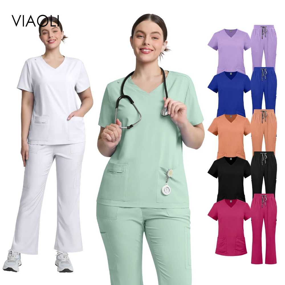 

Medical Scrubs Women Dental Hospital Scrubs Uniforms Medical Scrubs for Doctors Beauty Salon Healthcare Nurses Clothes Wholesale