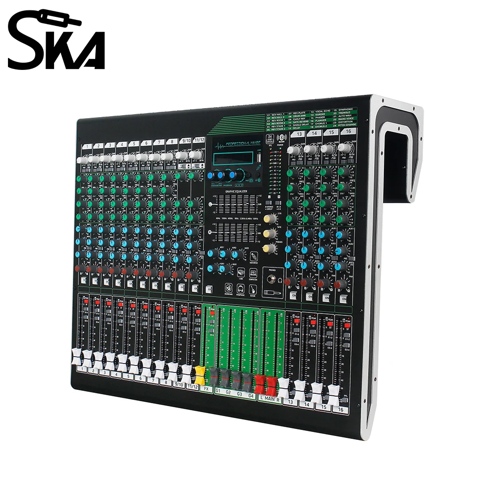 16-Channel audio interface 48V Phantom Bluetooth 5.0 Professional Audio Mixer interface and Play back mixer DJ Console interface