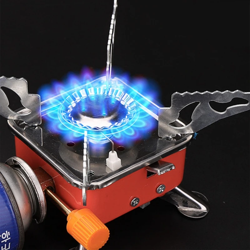 Outdoor Mini Square Stove Portable Folding Gas Stove Card Camping Cooking Utensil Ultra-Light Travel Cookware Hiking Equipment