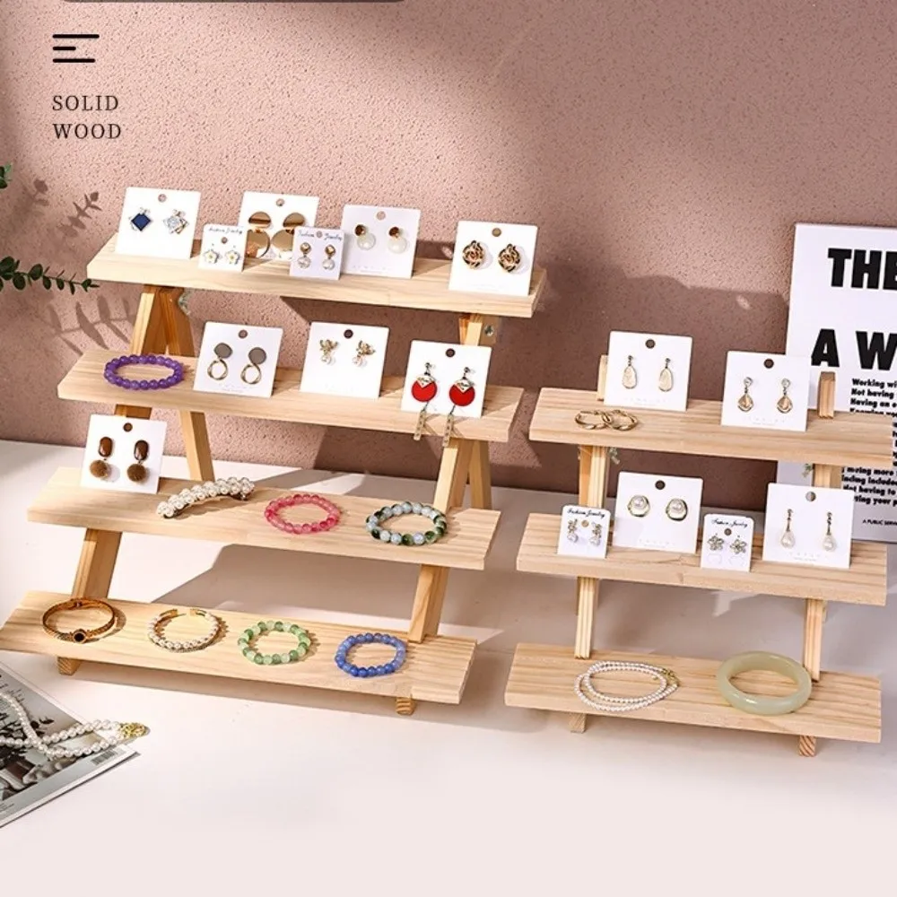 

2/3/4 Layer Wooden Jewelry Display Stand Multi Functional Minimalist Wooden Display Rack Decorative Ornament Organizer