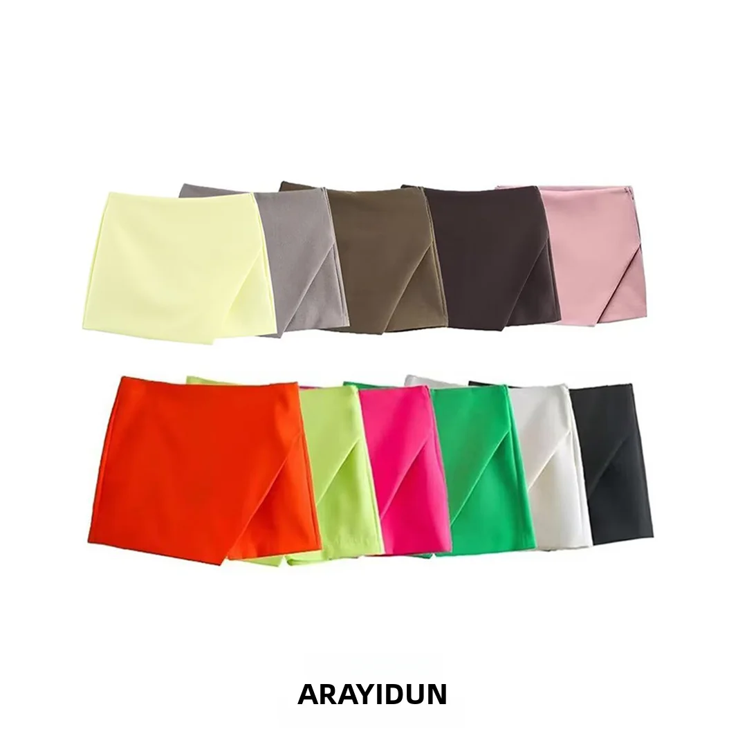 

Fall New Faion Asymmetric Versatile Women's Skirt Pants High Waist Slim Fit ort Length Polyester Fiber 352532
