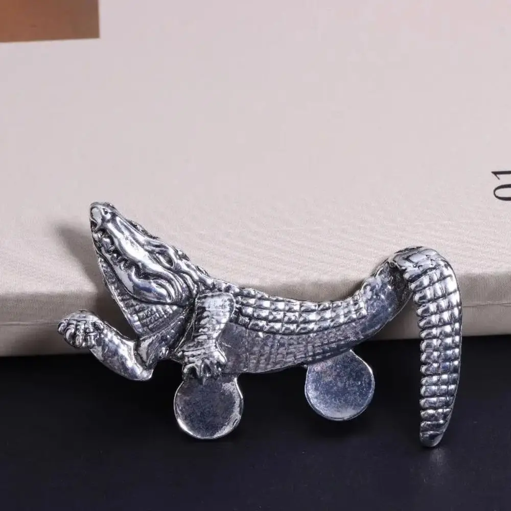 2 قطعة سبائك الزنك الحيوان دبابيس رائعة الإبداعية الكلاسيكية تصميم التلبيب دبوس خمر نمط التمساح دبابيس الرجال الدعاوى #3