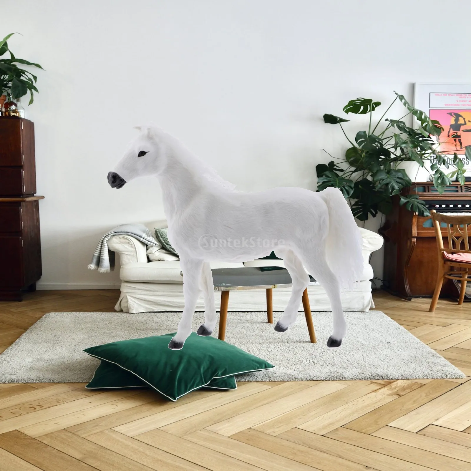 子供向け教育玩具-リアルなシミュレーション馬モデル-フェイクファー動物フィギュア-早期学習と教室装飾用