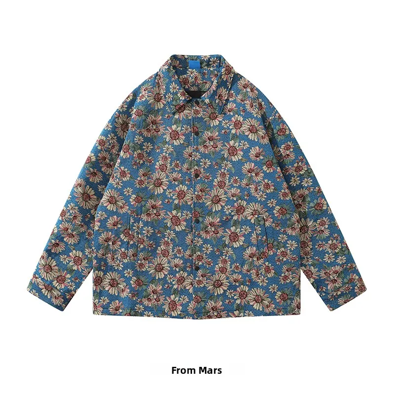 

from Little Daisy Flower Long Sve irt All-match Coat Men's Ethnic Clothing Spring 2023 New Arrival