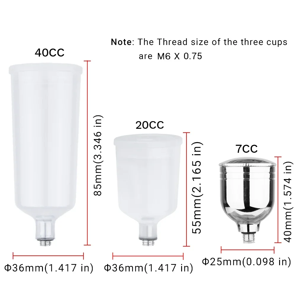 7cc 9cc 20cc 40cc Airbrush Detachable Fluid Cup For Gravity Feed Paint Spary Gun Air Brush Accessories Easy Clean