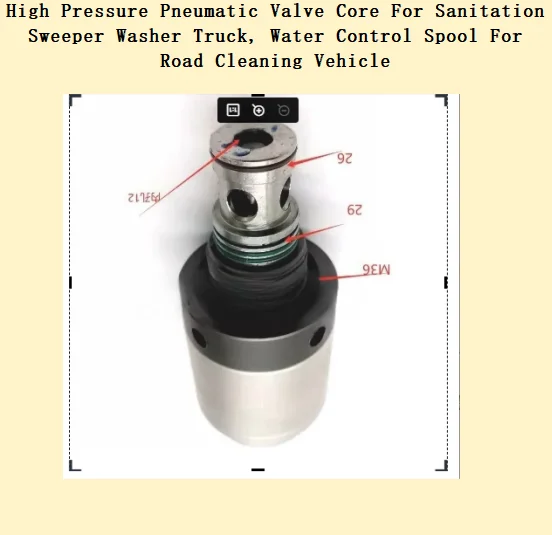 High Pressure Pneumatic Valve Core For Sanitation Sweeper Washer Truck, Water Control Spool For Road Cleaning Vehicle