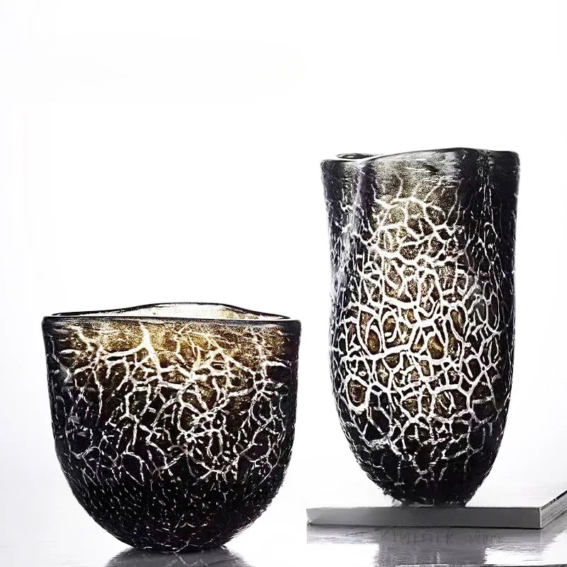 Light luxury modern Chinese classical leopard print glass vase sales office living room home accessories flower ware