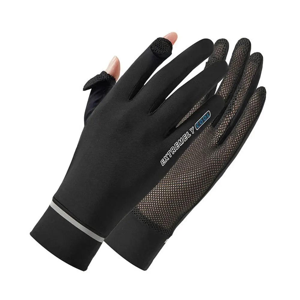 Women Female Sunscreen Thin Anti-UV Gloves Mittens Sun Protection Gloves Ice Silk Gloves