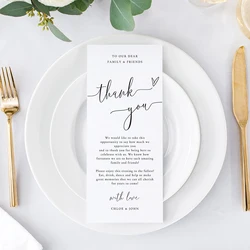 Custom Thank You Place Cardfor Wedding,Table Thank You Note, Place Setting Thank You, Minimalist Thank You Napkin Note