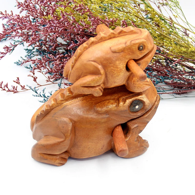 Lucky Thailand Wood Thailand Traditional Craft Wooden Lucky Croaking Musical Instrument Home Office Desk Decor Lucky Frog Crafts