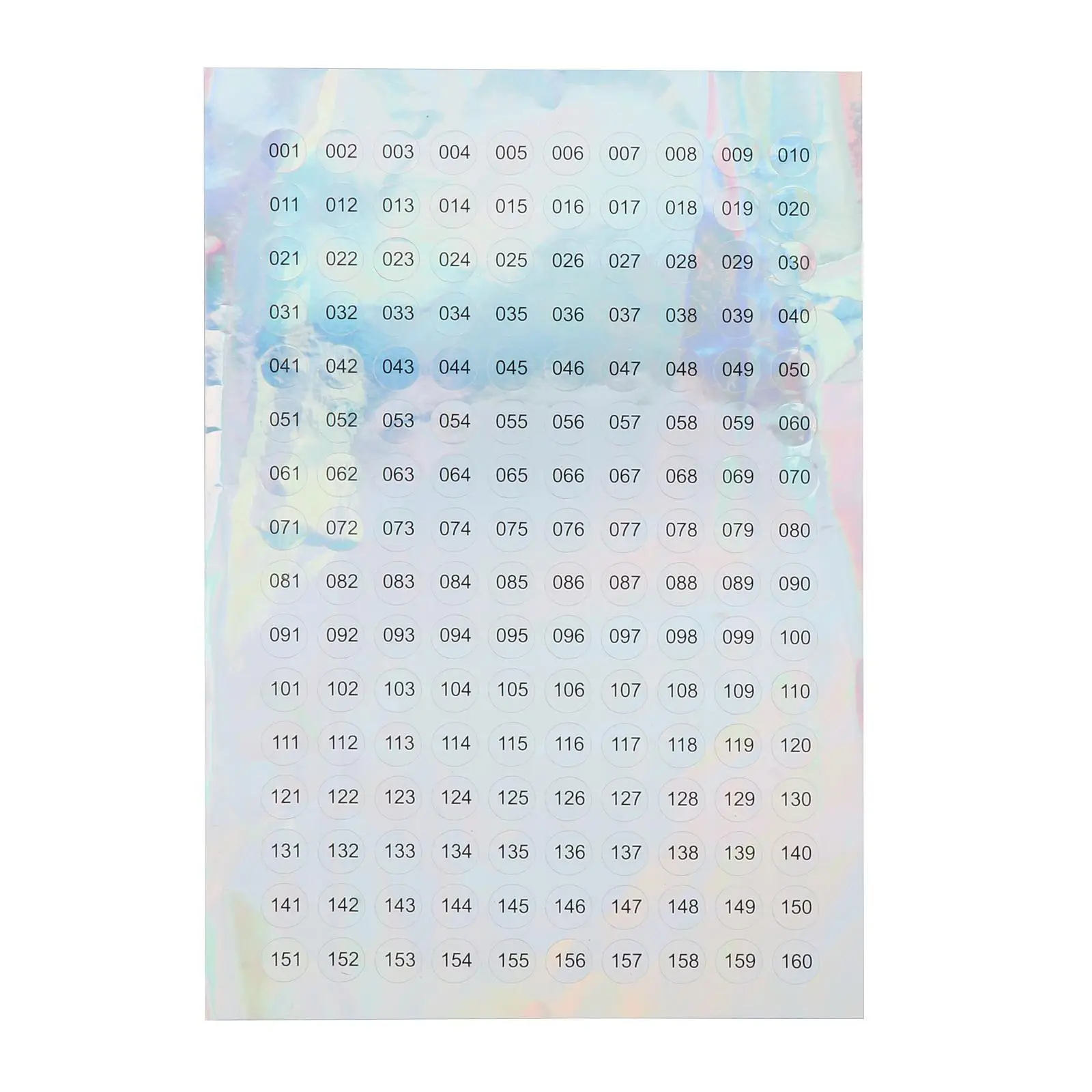 Reflective Number Stickers for Nail Art Color Tags Self Adhesive 10mm Waterproof Paper