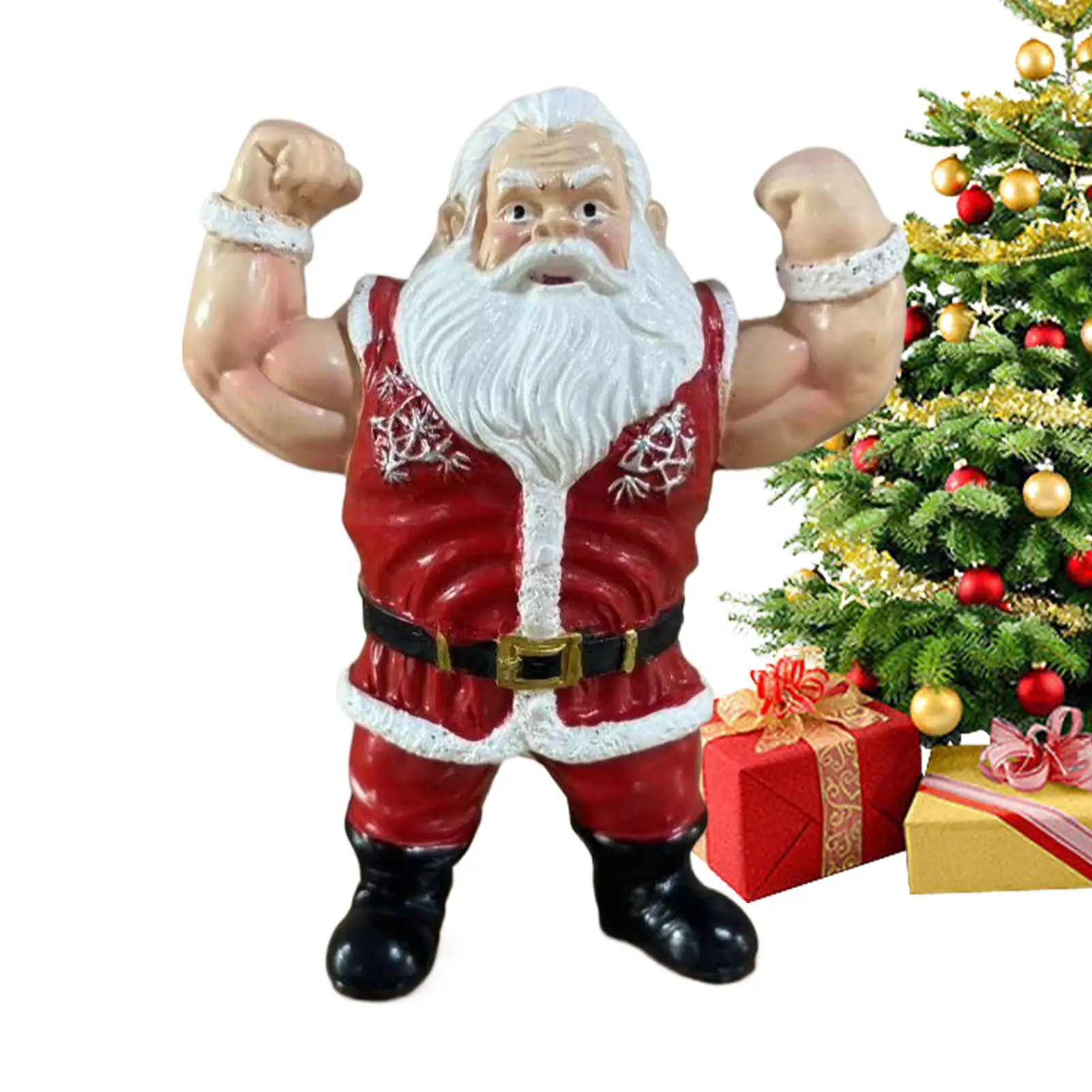 Humorous Muscle Santa Claus Figurines Resin Christmas Crafts Ornaments Christmas Funny Muscle Figurine Home Decoration