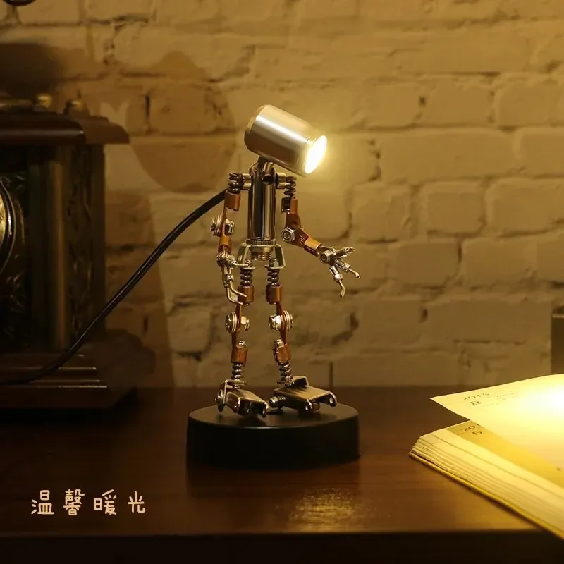 Mechanical Cyber Pun Adam Creative Desk Lamp Decoration Spotlight Metal Assembly Toy Children\'s Birthday DIY Gift Assembly Light