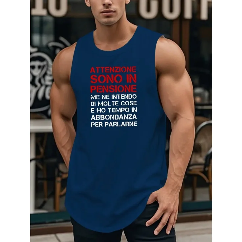 

2025 Summer New Men's Vest Fitness Sleeveless Shirt Moisture Wicking Breathable Muscle Shirt Casual Summer Vest