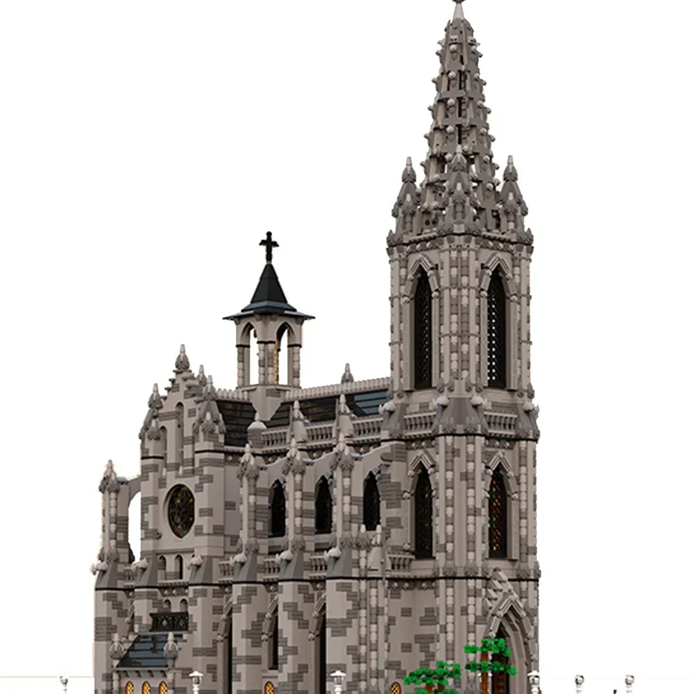 BuildMoc Modular Cathedral Church Building Blocks Set Retro Architecture Collection Model DIY House Brick Toys For Children Gift