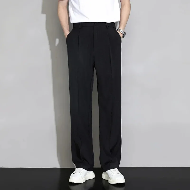 2024 New Men Suit Pants Casual Pant Solid Wide Leg Business Trousers Straight Fashionable Streetwear Comfortable Fabric Oversize