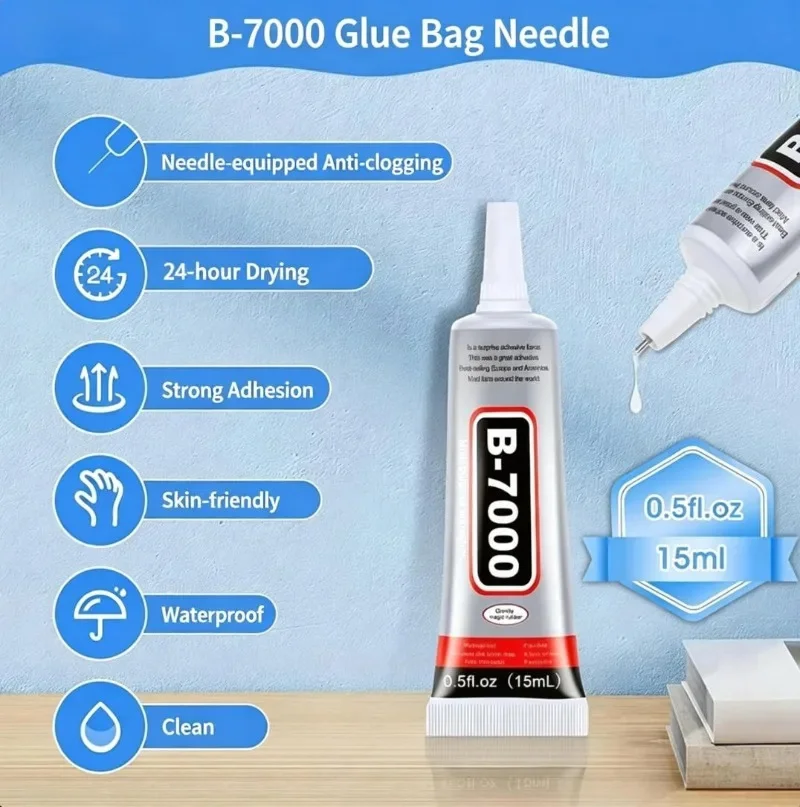 Pegamento para Pedrería B7000, Adhesivo Tipo Pasta Dental para Manualidades, Reparación de Pantallas de Teléfonos y Joyería, Pegamento para Aplicación de Pedrería