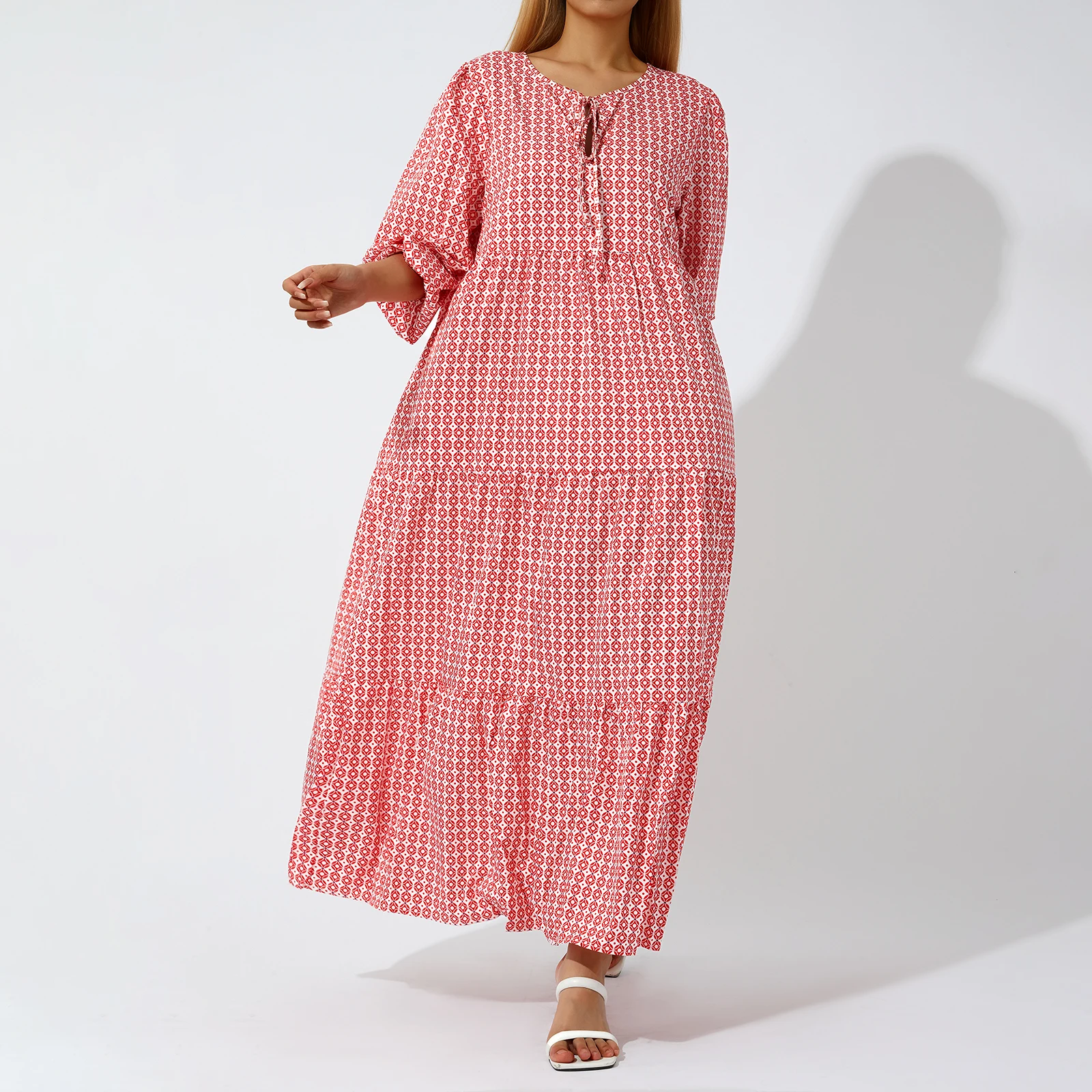 Robe Maxi Boho à Manches Bouffantes pour Femme, Élégante, Décontractée, Florale, Proximité, Wstring, Col en V, Robes de Plage de Vacances, Robe de Soirée, Éducatif, Été, 2024