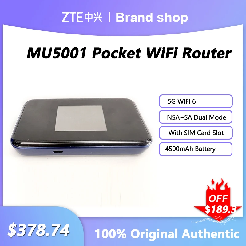 Openus bolso WiFi roteador, modem, mini hotspot ao ar livre, slot para cartão SIM, bateria 4500mAh, modem, MU5001, Wi-Fi6, 1800Mbps, NSA + SA, original