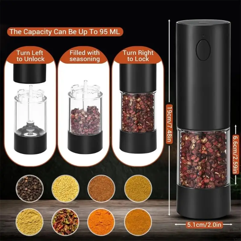 Peppers N58D Mill Coarseness ajustable Molino sal Peppers Electric sal para sal
