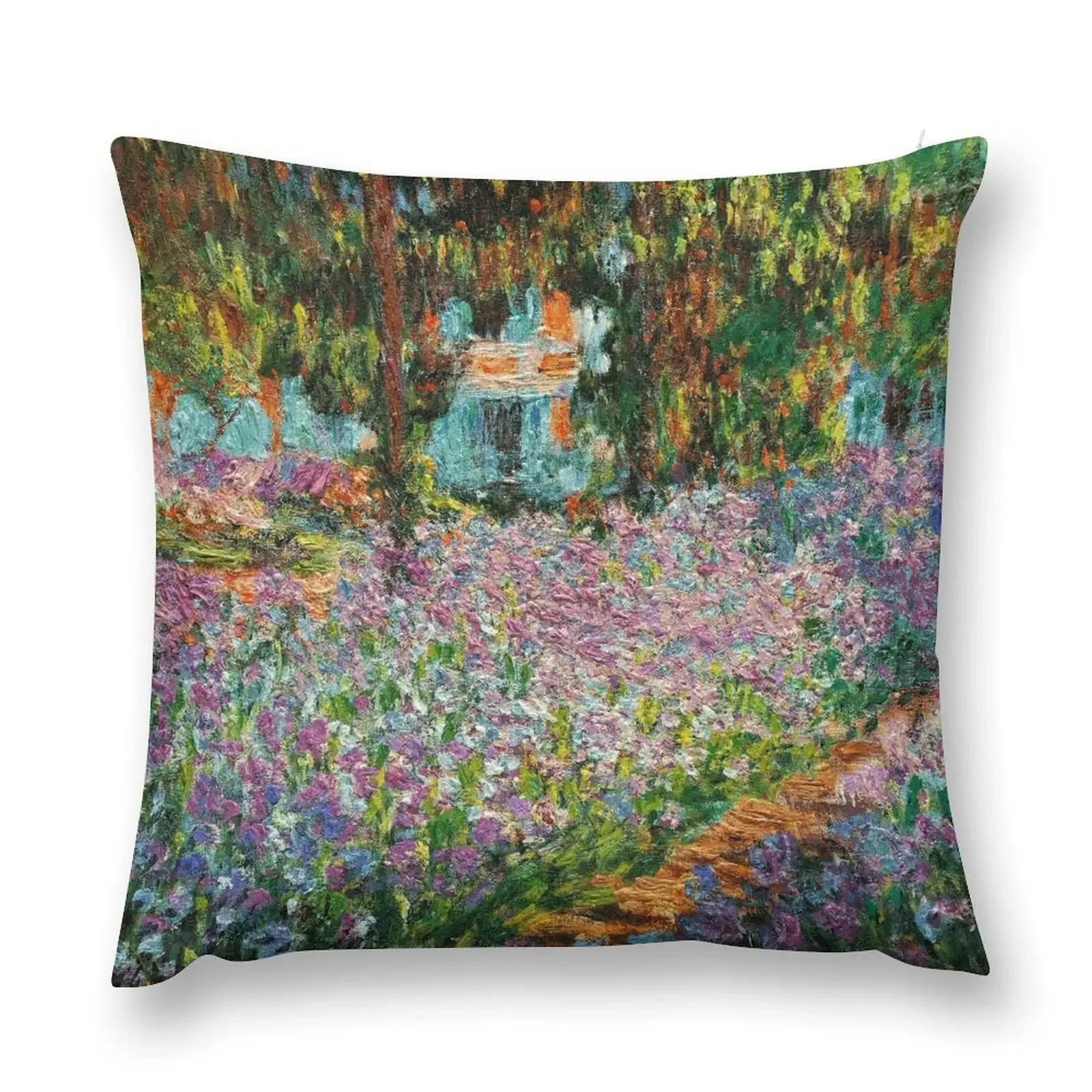 Irises in Monet's Garden - Claude Monet Throw Pillow Decorative pillow case Christmas Pillowcase pillow