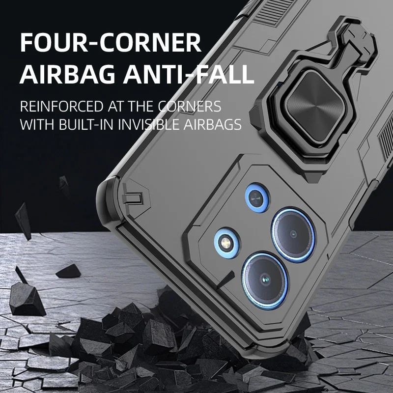 Etui z podpórką do Xiaomi Poco C85 4G, osłona obiektywu, pierścień podtrzymujący, magnetyczny uchwyt, obudowa, fundas, coque