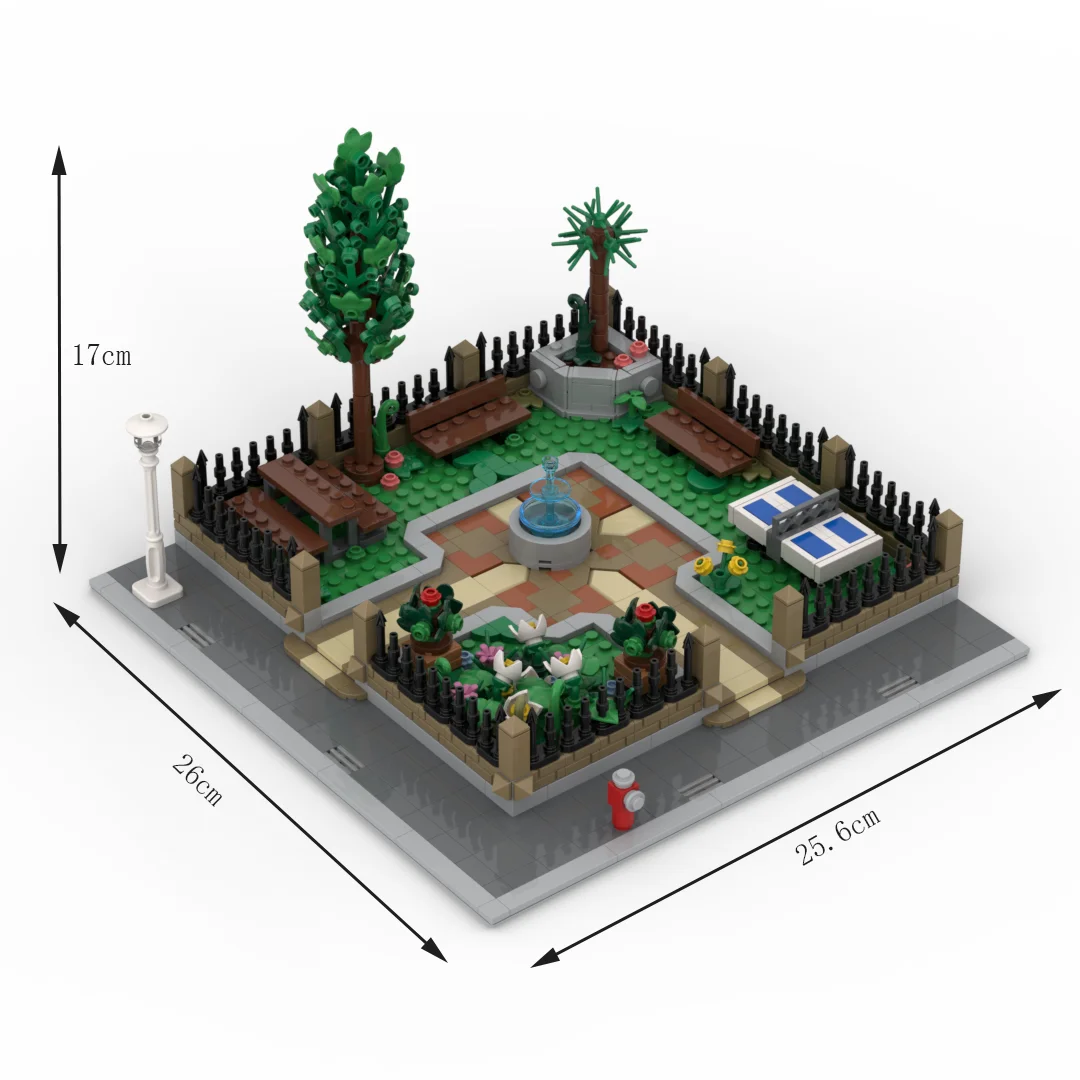 Bloques de construcción MOC para niños, juguete de ladrillos para armar parque de jardín creativo, vista de calle, ideal para regalo, código 891, piezas