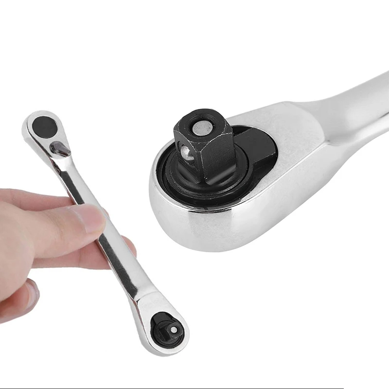 Portable 1/4 Inch Double Ended Quick Socket Ratchet Wrench Screwdriver Bit Spanner Two-way adjustable Hand Tools for Mechanic