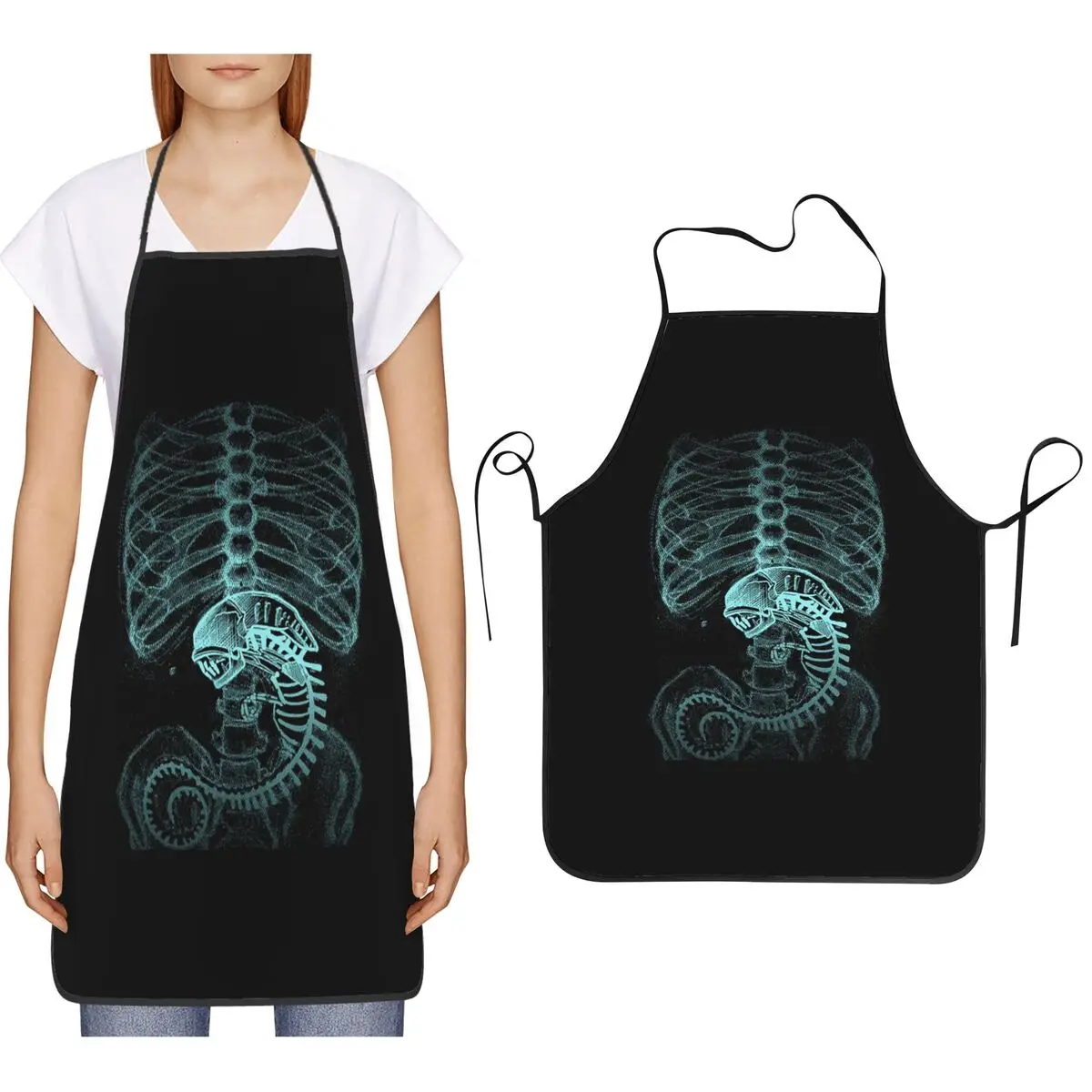 Radiography Alien Apron Chef Cooking Baking Tablier Bib Kitchen Cleaning Pinafore for Women Men Gardening