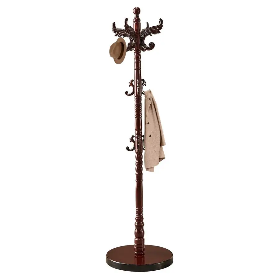 

Coat Rack Stand, Vintage Natural Birch Wood Coat Racks Freestanding, Solid Wood Coat Tree Stand with 14 Hooks, Classic Sturdy C