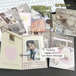 5PCS Korean Ins Pastoral Style Folding Card Background Board Writable Kpop Star 3 Inch Photo Card Packing DIY Decor Fixed Card