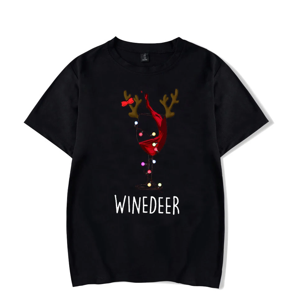 Couple's Clothing Funny Christmas Winedeer and Reindeer Beer Couples Men Women T-shirts Happy Christmas Design Lovers T-shirts