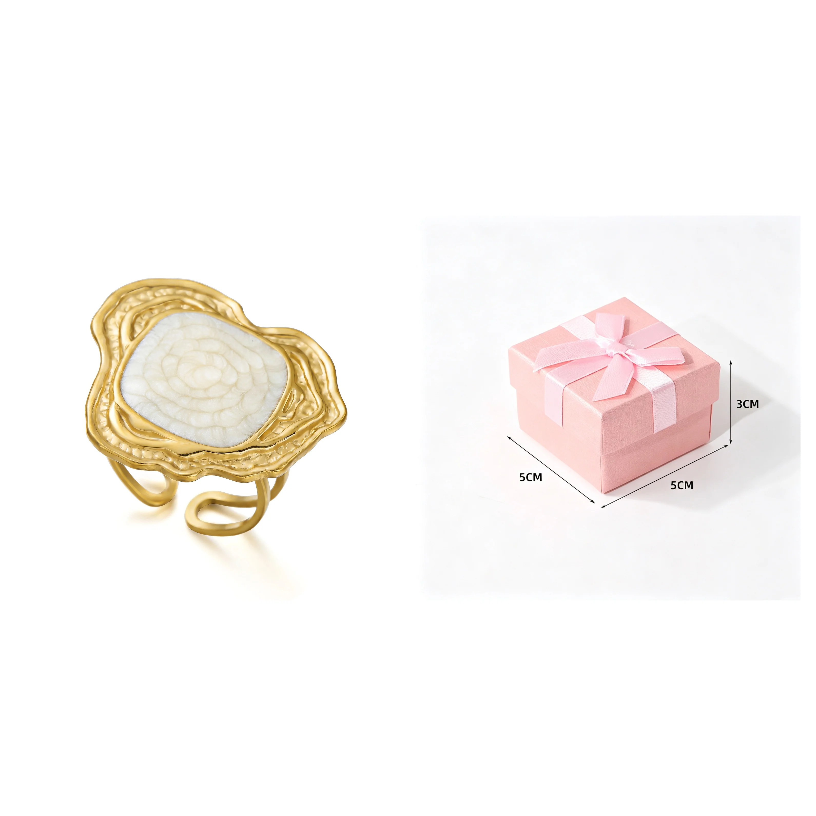 Women's Imitation Pearl Drop Enameled Open Ring