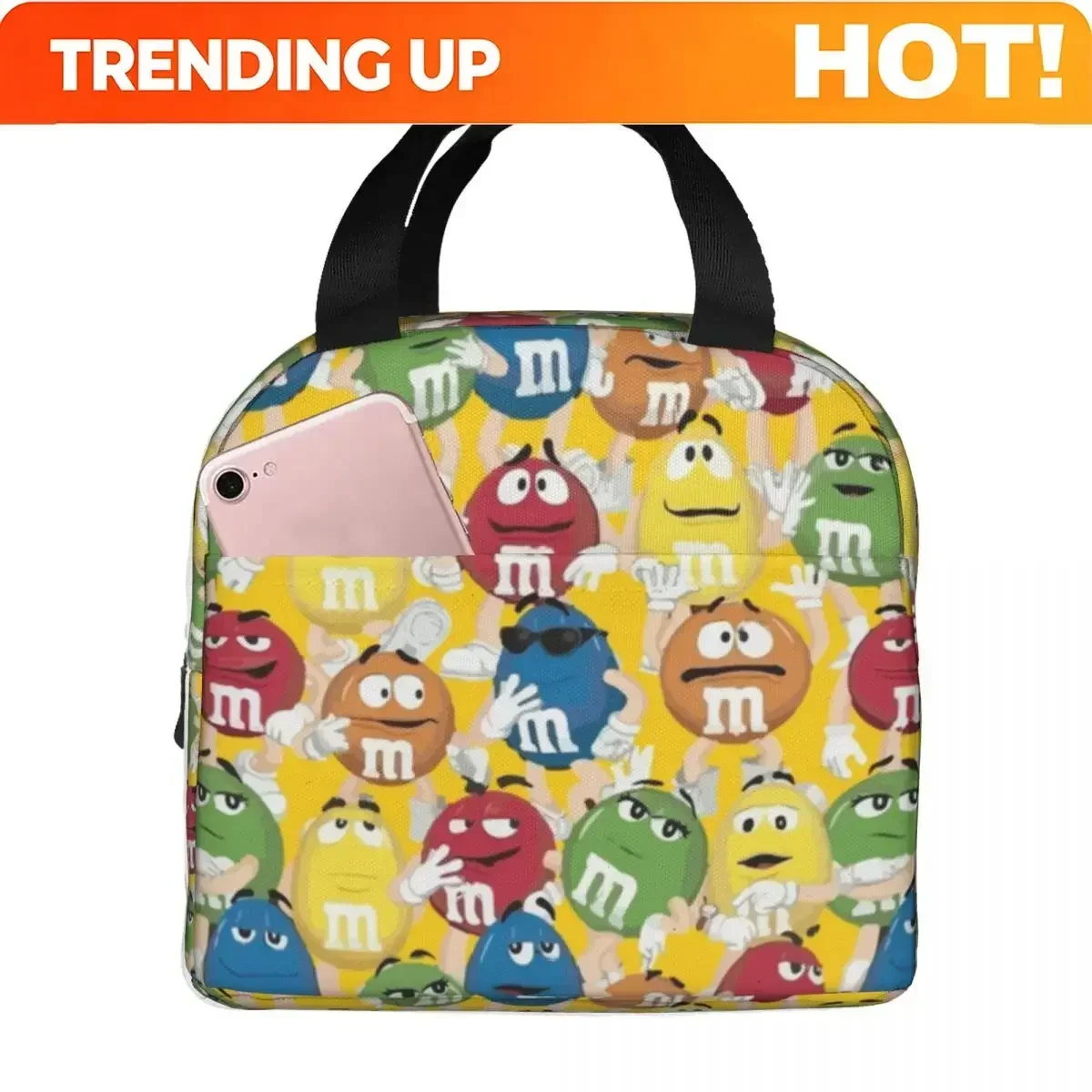 Custom Bag Custom M And M Character Set Lunch Bags Insulated Bento Box Portable Lunch Tote Leakproof Picnic Bags Cooler Thermal