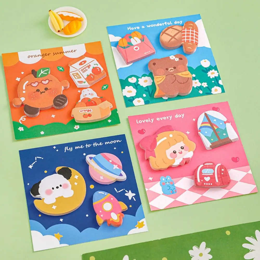 Cute Paper Cartoon Combination Sticky Notes Colorful Cartoon Messages Special Shaped Sticky Notes Pasted Leave Messages