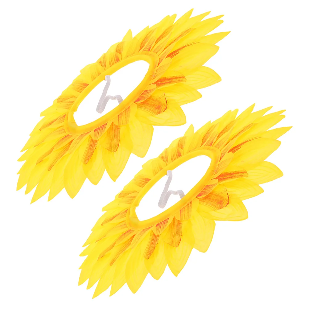 

2 Pcs Sunflower Headgear Headdress Cosplay Hair Costume Accessories Women Silk Cloth Miss