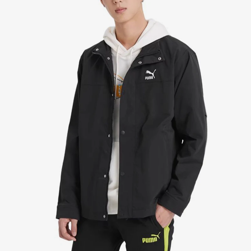 Puma genuine high neck letter printed jacket men's black casual jacket jacket 677384-01