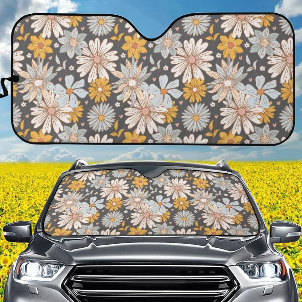 

Foldable Window Cover Gradient Color Flower Pattern Car Accessories for Woman Men Easy Installation Brand Design Car Sun Shade