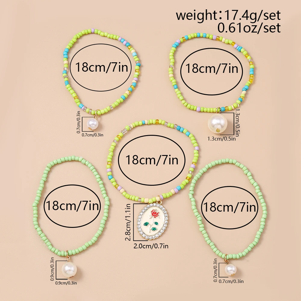 Aihua 4-teiliges Set Böhmisches Handgefertigtes Perlenarmband für Frauen und Mädchen, Bunte Blumenarmbänder, Kindergeburtstags-Schmuckgeschenke – Detail 4