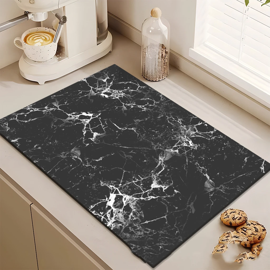 VIKAMA Household Light Luxury Marble Draining Countertop Diatomite Absorbent Non-Slip Table Mat Kitchen Sink Mat