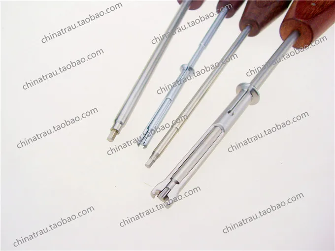 Medical orthopedics instrument stainless steel screwdriver wooden handle with screw sleeve for surgical&vet use instrument image 2