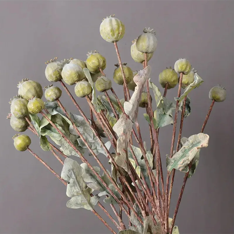 Recién llegados flor de Granada Artificial para decoración de boda casera amapola simulada 4 frutas rama larga para jardín al aire libre