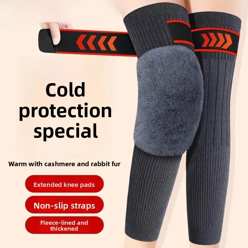厚みのあるロングチューブソックス男性女性特殊用途滑り止め膝パッド暖かいカシミヤ高齢者保護脚カバー膝サポート