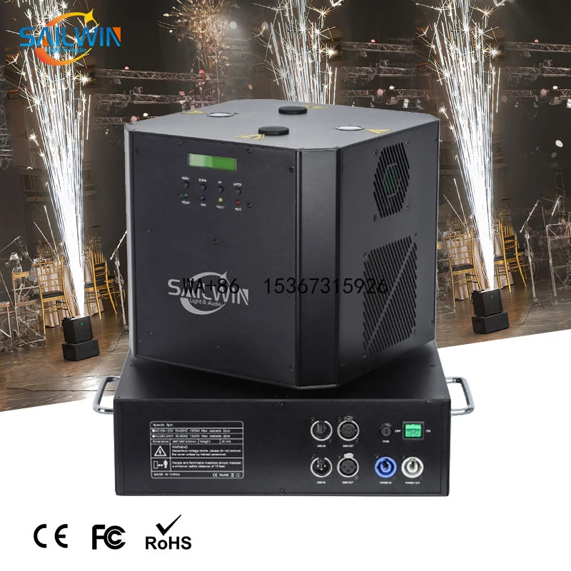 

SAILWIN DMX512 1300W Dual Head Spin Spark Machine for Wedding Stage Events With BLACK Housing