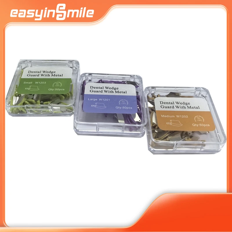 

50Pcs/Box Dental Wedge Guard With Metal Interproximal Wedge Knife With Dental Steel Matrix S/M/L